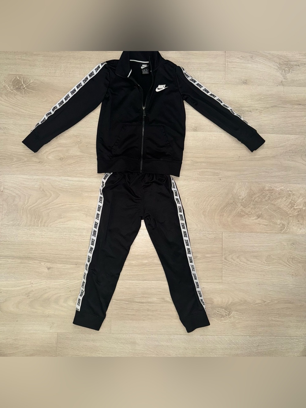 Nike Black Kids Track Set with White Logo Tape